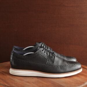 Cole Haan Oxfords Mens SZ 12M BLK LunarGrand Wingtip Leather Comfort Dress Shoes